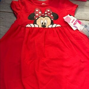 Disney Red Minnie Mouse Graphic Red Skater Dress with Polka Dot Bow Size 3T NWT